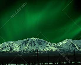 Northern Lights over Mountains in the Alaska Range