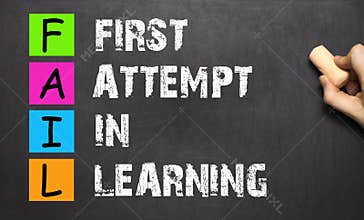 FAIL acronym First Attempt In Learning handwritten with chalk o