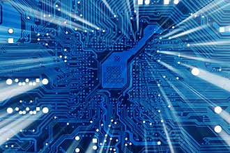 Tech industrial electronic blue background