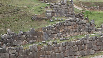 Detail of an ancient Inca wall in Sacsayhuaman, near Cusco, in Peru, South America