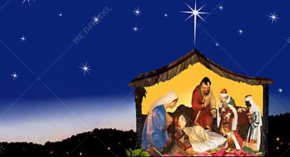 Admiring & hope of christmas. Nativity scene.