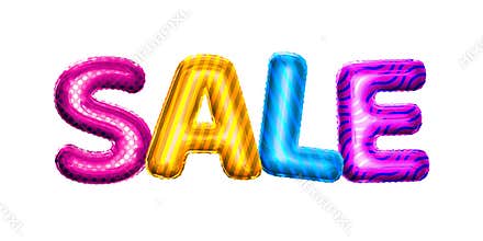 Balloon Sale text letters 3D golden foil realistic