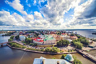 Cityscape of Vyborg in summer day