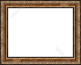 Antique rustic dark golden picture frame isolated