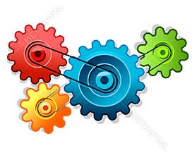 Colorful cogs forming gear