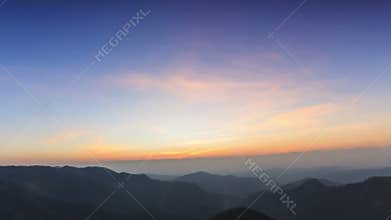 Timelapse, cloudscape and sunset at twilight in rainforest, Thailand.