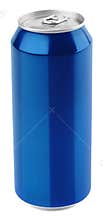 Blue aluminum beer can
