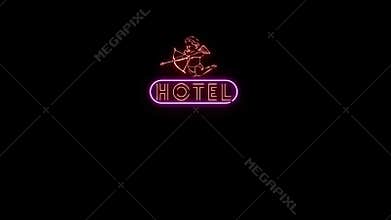 Hotel Neon Sign Flickering Alpha Channel