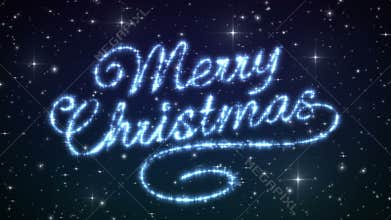 Merry Christmas Beautiful Text Appearance Animation in the Night Winter Sky. Text made of Stars. HD 1080. Loop-able