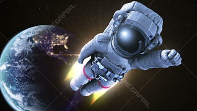 Escape from Earth, Astronaut Flies into Space.