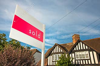 House in UK with sold sign