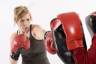 Woman boxing and exercising
