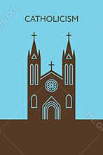Catholic cathedral icon. Christianity building