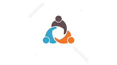 Teamwork People in Circular Spin. Motion Graphic