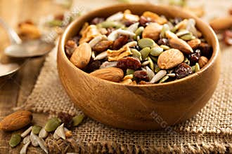 Dried fruit and nuts trail mix