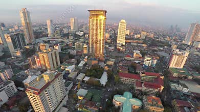 Skyscrapers-Buildings In Manila From Above At Sunset