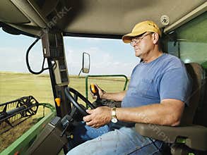 Farmer in combine