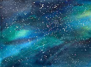 Galaxy Universe Cosmos Watercolor Illustration