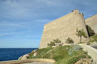 Fortiried wall of the ancient fortress in Calvi