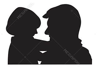 Father and child silhouette