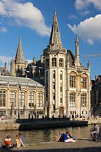 The Graslei. Old Post Office. Ghent. Belgium