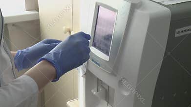 Doctor hand taking blood sample for medical test