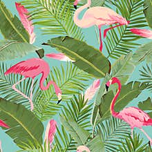 Tropical Seamless Flamingo and Floral Summer Pattern. For Wallpapers, Backgrounds, Textures, Textile, Cards.