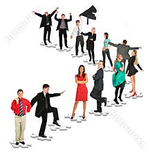 People taking positions on puzzles