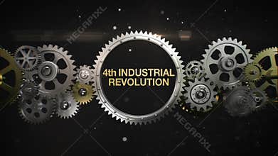 Connecting Gear wheels and make keyword, '4th Industrial Revolution' (included alpha)