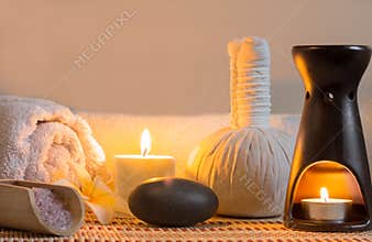 Spa massage setting with candlelight