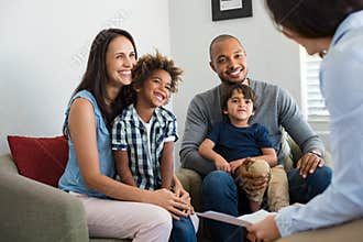Family talking with counselor