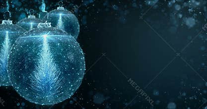 Blue Christmas Balls Bauble Ornament with Fir Tree background loop 4k resolution