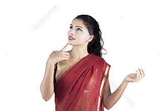 Indian woman thinking an inspiration