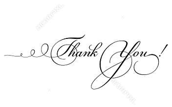 Thank You Card. Vector Calligraphy with Swirl.