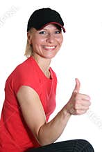 Pretty woman with OK finger