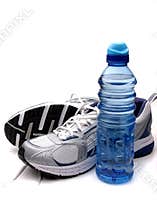 Running shoes and water bottle
