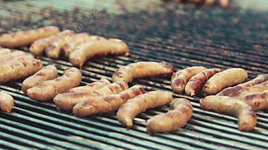 Cooking / smoking delicious juicy meat steaks and sausages