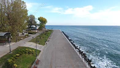 Cliff and the sea, drone view
