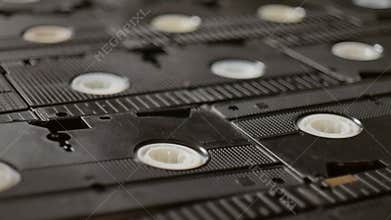 Scattered old VHS tapes