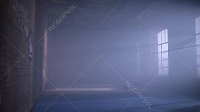 Gym in the basement. Interior of a boxing hall in loft style. Empty wrestling room. Grunge gym Interior with Equipment