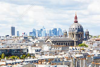 Old and new city.La Defense, Saint-Augustin church