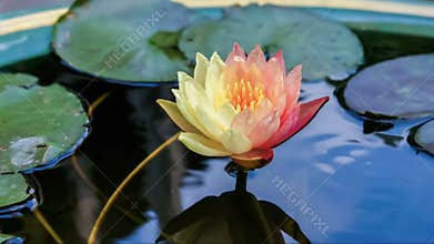 Footage time lapse opening of waterlily. Lotus flower is blooming.