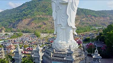 Aerial View of Buddha Statue Pedestal and Four Towers