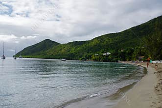 People take a ocean bath on December 31, 2016. Grande Anse d`Arlet, Marti