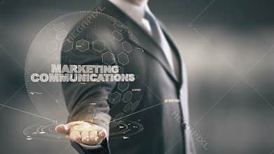 Marketing Communications with hologram businessman concept