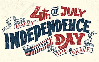 Happy Fourth of July hand lettering greeting card