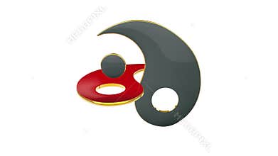 Yin-Yan constant struggle of two opposites. Eastern culture and philosophy. 3D animation