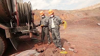 A special machine for mining in the quarry, iron ore mining