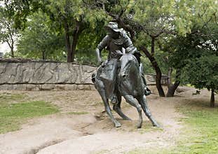 Bronze Cowboy on Horse Sculpture, Pioneer Plaza, Dallas