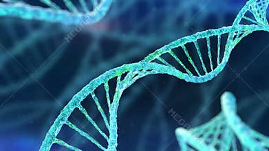 DNA strands molecule structure with high quality beautiful motion. Dark background.